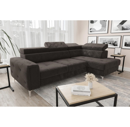 NAROŻNIK Z FUNKCJĄ SPANIA ORION 165X255 - Odcienie brązowego , prawa