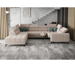 NAROŻNIK ROZKŁADANY PORTO MAX I RELAX 225X350X193 CM - lewa , Odcienie jasnego beżu