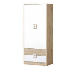 Šatní skříň NICO 01, Světlý Dub/Bílá/Světlý Dub