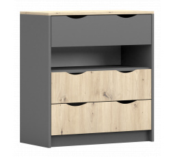 Komód 3S - JOY II 03, Szürke/Dub Artisan