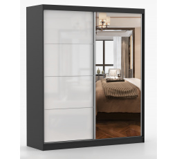 MULTI 35 gardróbszekrény - 183 cm, Fekete/Fehér Fényes