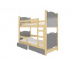 Kétszemélyes emeletes ágy matracokkal MARABA Pine+Gray