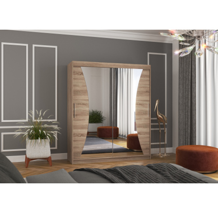 Tolóajtós szekrény tükörrel CHARLOTTE 180 Truffle+Truffle