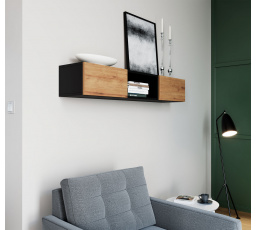 Lanzzi 120 Półka Czarny Mat/Dąb Artisan Czarny Mat, Dąb Artisan 120x20