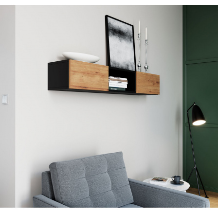 Lanzzi 120 Półka Czarny Mat/Dąb Artisan Czarny Mat, Dąb Artisan 120x20