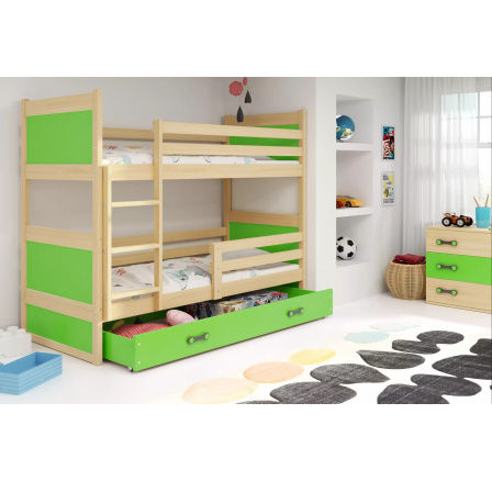 RICO PIĘTROWE RAMA SOSNA WYPEŁNIENIA ZIELONY SZUFLADA ZIELONY BEZ MATERACY 90 X 200 KPL