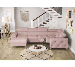 NAROŻNIK ORION MAX III RELAX Z FUNKCJĄ SPANIA 165x320x190 CM - Odcienie różu , prawa