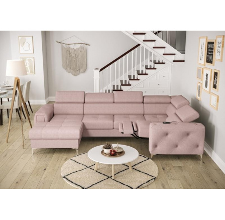 NAROŻNIK ORION MAX III RELAX Z FUNKCJĄ SPANIA 165x320x190 CM - Odcienie różu , prawa