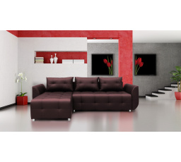 Rohová universální sedací souprava SARA, Tmavě hnědá Ekokůže 66