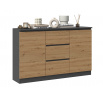 Komoda TOPA 2D3S 120,  ANTRACIT/DUB ARTISAN