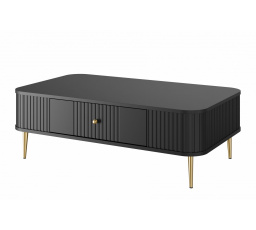 Stolik kawowy z szufladą Vesper 103x60 cm - czarny / złote nogi
