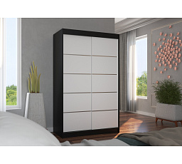 Tolóajtós ruhásszekrény BENISSO 120 Fekete+Fehér