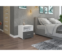 Éjjeliszekrény fiókkal EMI White+Gray