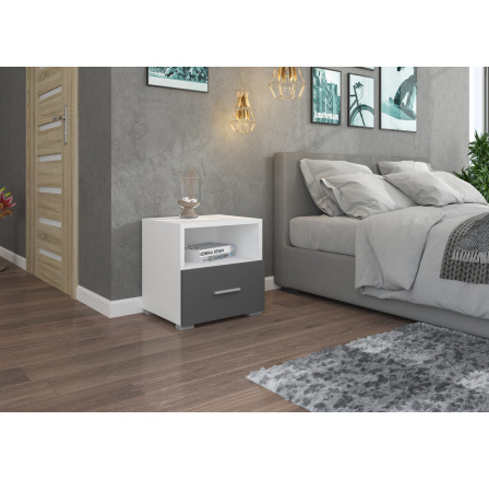 Éjjeliszekrény fiókkal EMI White+Gray