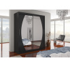 Tolóajtós szekrény tükörrel BALTIMORE 180 Fekete+Fekete