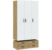BASIC TWO 3D4S ruhásszekrény, Artisan Tölgy/Fehér