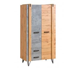 LOFTER ruhásszekrény - LO1, Wotan tölgy + Millenium beton
