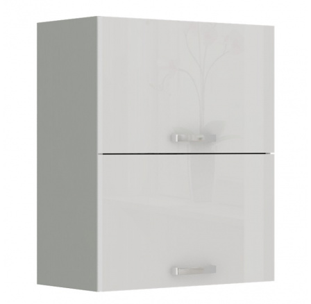 Kuchyňská horní skříňka BOLZANO 60-GU-72-2F, Bílý lesk/Šedá