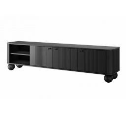 Szafka RTV Vesper 3D 187 cm - czarny / czarne uchwyty / nogi kule