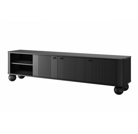 Szafka RTV Vesper 3D 187 cm - czarny / czarne uchwyty / nogi kule