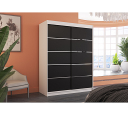 Tolóajtós szekrény LUFT 150 Fehér+Fekete