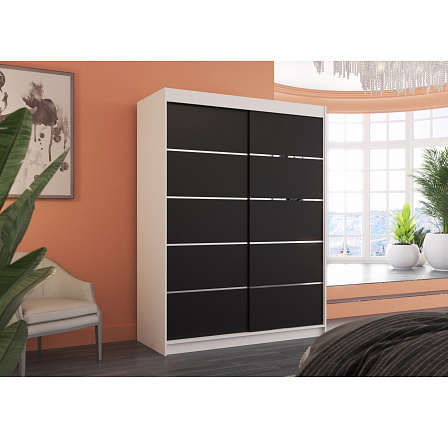 Tolóajtós szekrény LUFT 150 Fehér+Fekete