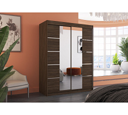 Tolóajtós szekrény tükörrel NORDIC 150 Choco+Choco