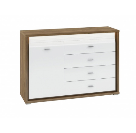 DALLAS 03-01 orzech naturalny/MDF biały połysk - komoda DALLAS 03-01 orzech naturalny/MDF biały połysk - komoda