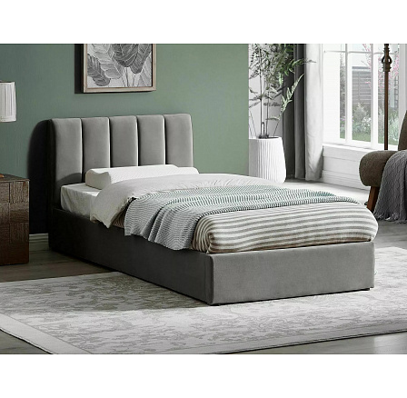 Ágy tárolóval MONTREAL Velvet, 90x200 cm, szürke Aksamit 192