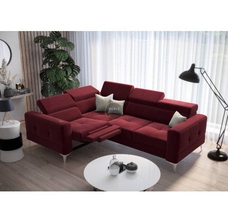 NAROŻNIK TOSCANIA RELAX Z FUNKCJĄ SPANIA 185X250 - Odcienie czerwieni , lewa