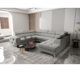 NAROŻNIK ORION MAX I Z FUNKCJĄ SPANIA 225X350X255 CM - Odcienie szarości , lewa
