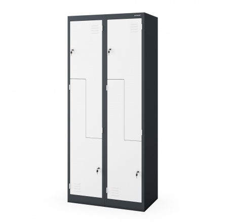 L alakú JULIA ruhásszekrény, 800 x 1850 x 450 mm, antracit-fehér