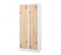 L alakú JULIA ruhásszekrény, 800 x 1850 x 450 mm, Eco Design: fehér/dub sonoma