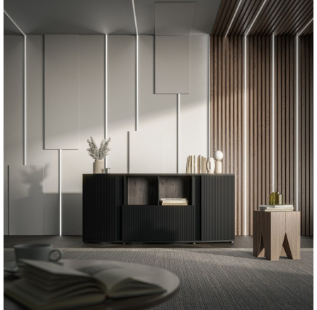 MICHELLE komód, fekete/viking tölgy