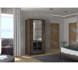 Tolóajtós szekrény tükörrel DRAGONIS 100 Choco+Choco