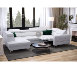 NAROŻNIK TOSCANIA MAX I RELAX Z FUNKCJĄ SPANIA 170x350x185 CM SKÓRA NATURALNA - prawa , Skóra biała