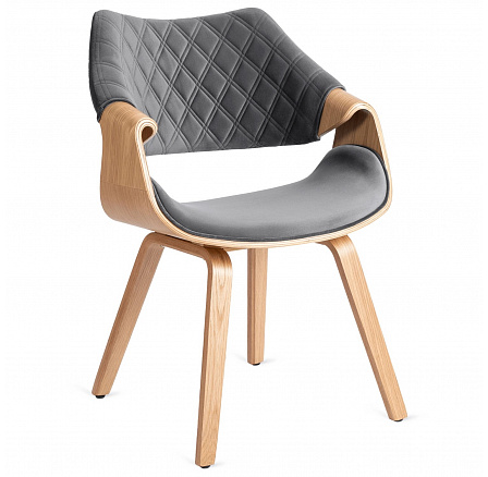 Krzesło LUISE Welurowe Szare Sklejka Gięta