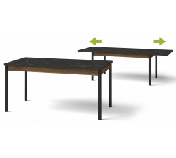 PRESTIGO étkezőasztal - P14, Warmia dió/San Sebastian/Fekete matt