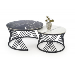 FLAMINGO dohányzóasztal, fekete márvány hatás / fehér márvány hatás / fekete