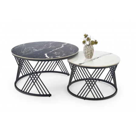 FLAMINGO dohányzóasztal, fekete márvány hatás / fehér márvány hatás / fekete