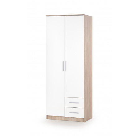 LIMA S-2 ruhásszekrény, sonoma tölgy/fehér
