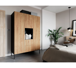 Lanzzi 135 Szafa Czarny Mat/Dąb Artisan Czarny Mat, Dąb Artisan 135x200