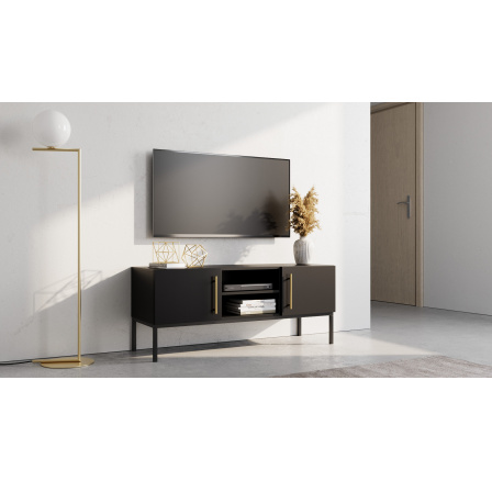 Lanzzi 120 Szafka RTV Czarny Mat/Czarny Mat Czarny Mat 120x50