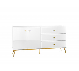 Goldin 04 Biały alpejski/Biały połysk - komoda