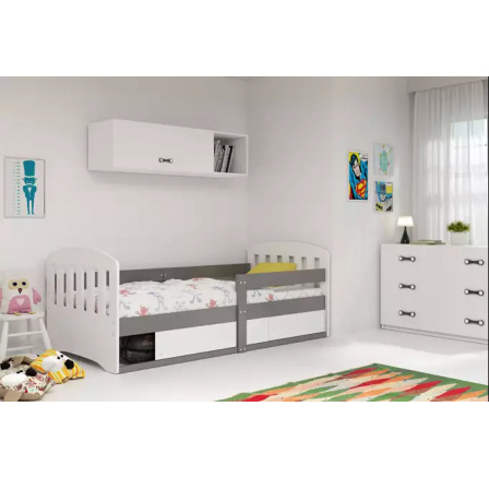 Łóżko pojedyńcze dla dzieci Classic, w kolorze grafitowym, z materacem 80 x 160 