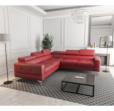 NAROŻNIK SKÓRA NATURALNA TOSCANIA MAX 250×250 - lewa , Skóra czerwona