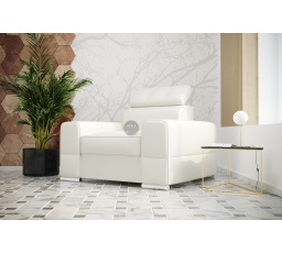FOTEL ROYAL 114 CM - Biała eko skóra