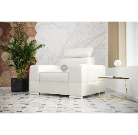 FOTEL ROYAL 114 CM - Biała eko skóra