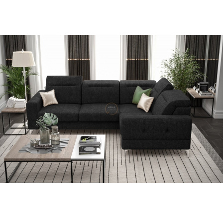 NAROŻNIK MALIBU 250X180 CM - prawa , Odcienie czerni