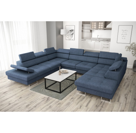 NAROŻNIK GALAXY MAX I Z FUNKCJĄ SPANIA 280x350x225 - Odcienie niebieskiego , lewa